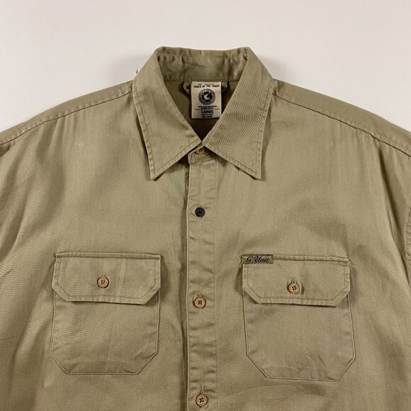 Vintage G Unit Khaki Shirt Men's Large Button Down Up Safari Cotton Poplin - Picture 3 of 13